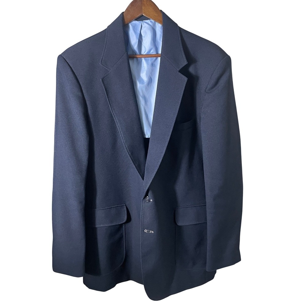 Vintage Arnold Palmer Mens Navy Sport Coat 38R Wool Blend Ivy Patch Pocket Light